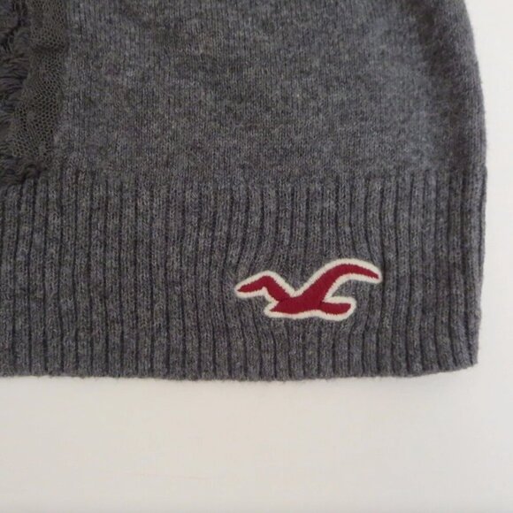 NEW Hollister Women Floral Lace Cardigan Size Small Gray Top Blouse Shirt - Picture 7 of 7